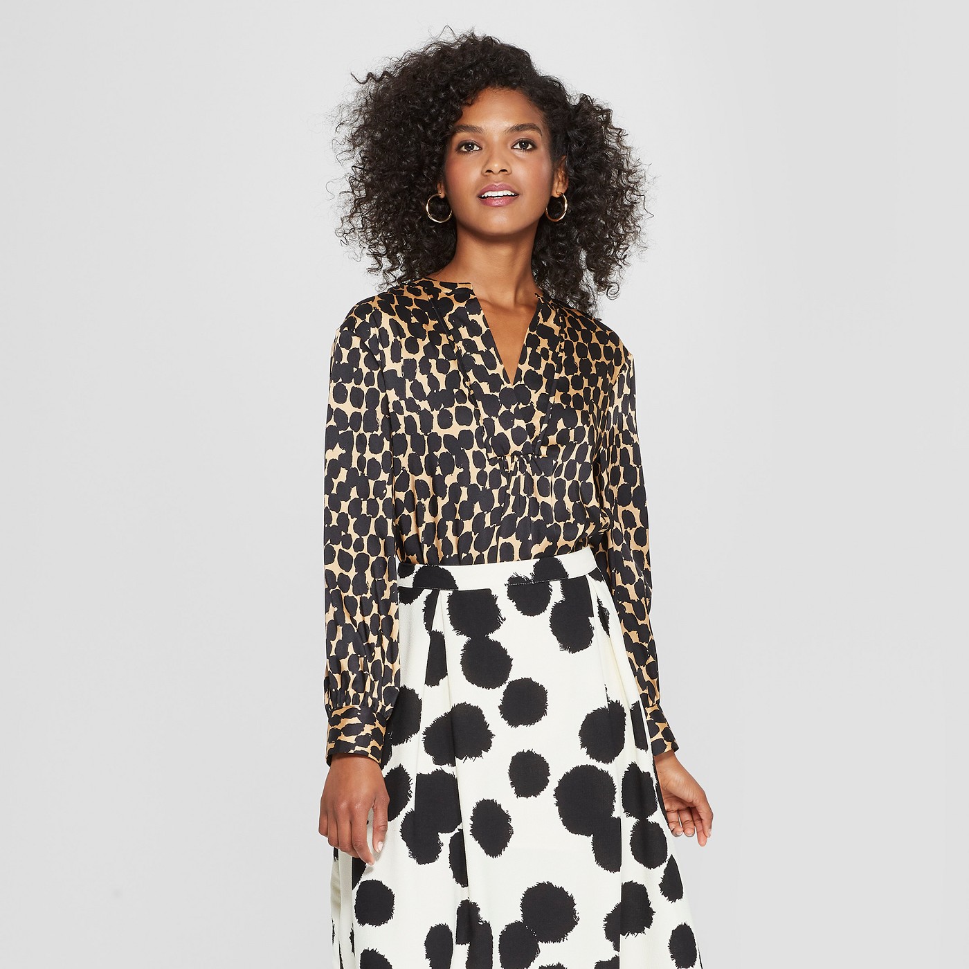 Who What Wear + Long Sleeve Silky Boho Popover Top
