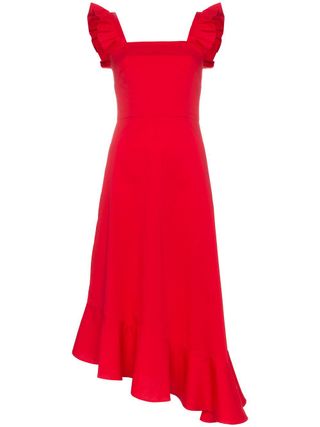 Staud + Red Valentina Cotton Frill Dress