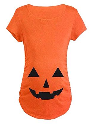 Lukycild + Maternity Halloween Pumpkin Print Short Sleeve Tee