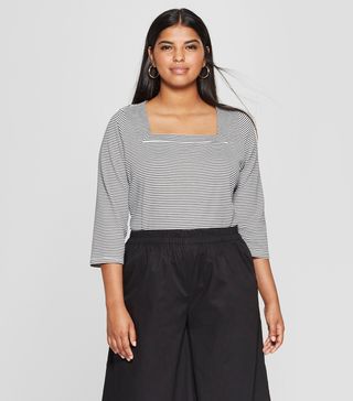 Who What Wear + 3/4 Sleeve Square Neck Top