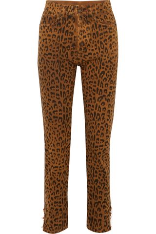 Saint Laurent + Leopard-Print High-Rise Slim-leg Jeans