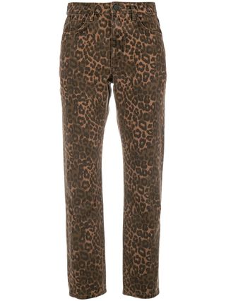 Alexander Wang + Leopard Print Cropped Jeans