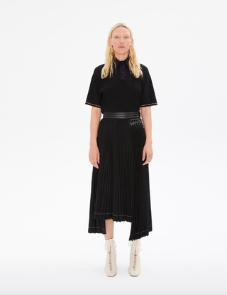 Helmut Lang + Contrast Stitch Pleated Skirt