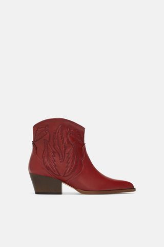 Zara + Embroidered Cowboy Boots