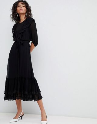 Ghost + 3/4 Sleeve Lace Detail Dress
