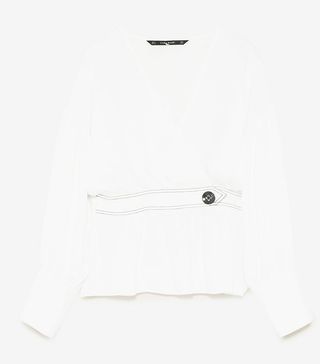 Zara + Blouse With Contrasting Stitching