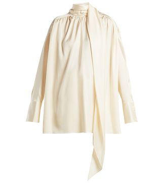 The Row + Haree Shirred Silk Shirt
