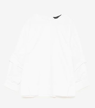 Zara + Top With Pleated Sleeve Detail
