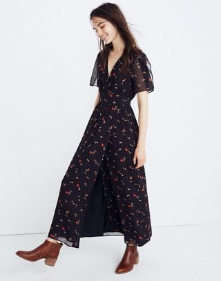 Madewell + Tulip-Sleeve Maxi Dress in Sweet Blossoms