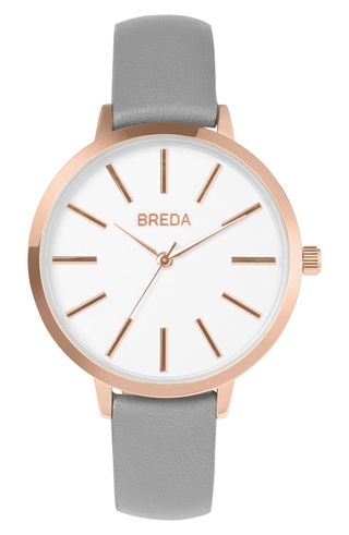 Breda + Breda Joule Round Leather Strap Watch