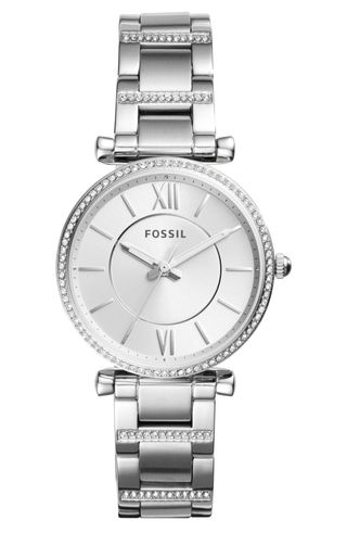 Fossil + Carlie T-Bar Crystal Bracelet Watch
