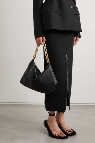 Khaite + Clara Chain-Embellished Leather Shoulder Bag