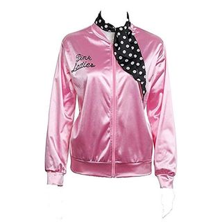 Cosfly + 50s Grease T Bird Danny Pink Satin Jacket