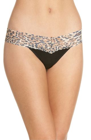 Hanky Panky + Mid Rise Modal Thong With Lace Trim