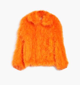 Topshop + Orange Marabou Jacket