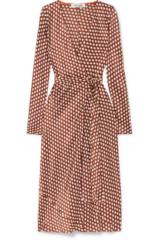 Diane von Furstenberg + Tilly Polka-Dot Silk-Satin Wrap Dress