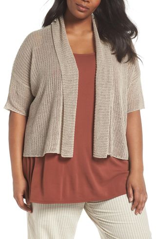 Eileen Fisher + Boxy Organic Linen Cardigan