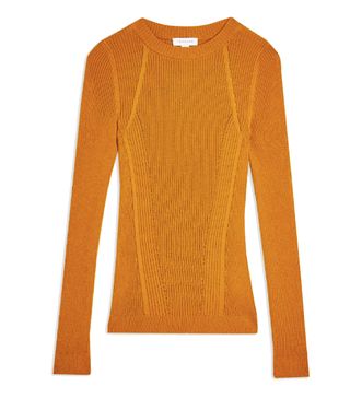 Topshop + Knitted Ribbed Crew Neck Jumper