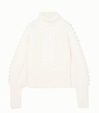 Temperley London + Chrissie Cable-Knit Merino Wool Turtleneck Sweater