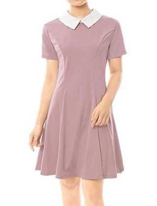 Allegra K + Contrast Doll Collar Dress