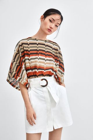 Zara + Paperbag Skirt With Buckle