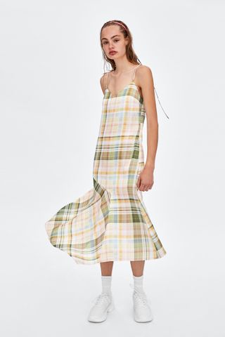 Zara + Lingerie Style Plaid Dress