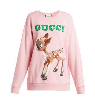 Gucci + Logo Bambi Print Cotton Sweatshirt