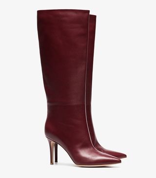Gianvito Rossi + Burgundy Suzan 85 Leather Slouch Boots