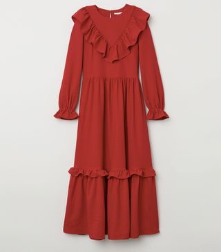 H&M + Jacquard-Weave Flounced Dress