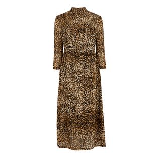 Warehouse + Leopard-Print Mesh Dress