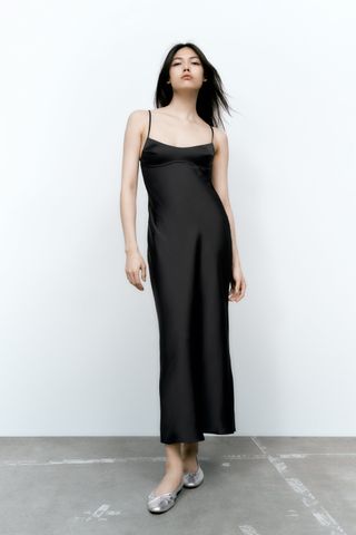 Zara + Satin Effect Cutout Dress
