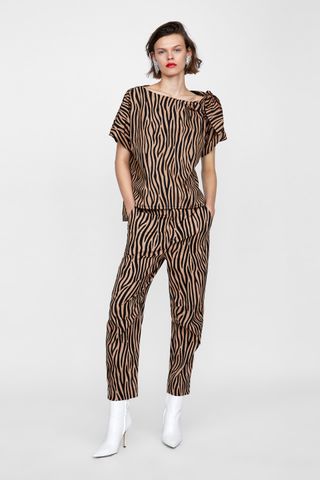 Zara + Two-Toned Printed Pants