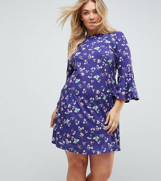 ASOS Curve + Swing Dress With V Back and Frill