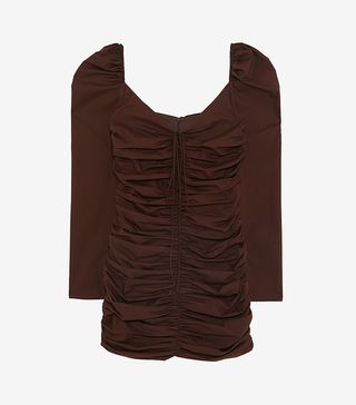 Zara + Short Brown Draped Dress