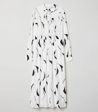 H&M + White-and-Black Patterned Dress