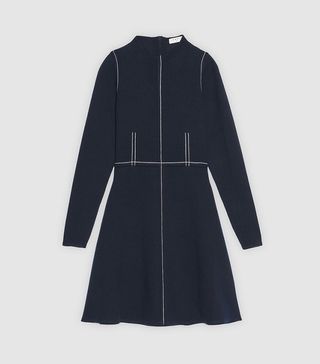 Sandro + Knit Dress With Contrast Stitching