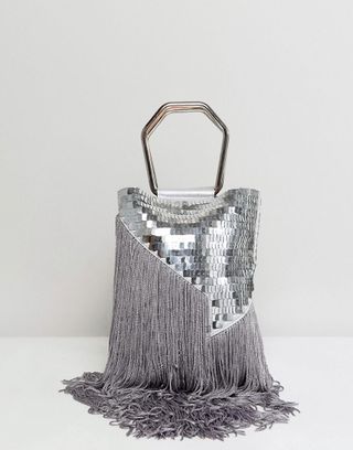 ASOS DESIGN + Sequin Fringe Grab Clutch Bag