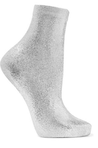 Maria La Rosa + Ribbed Metallic Silk-Blend Socks