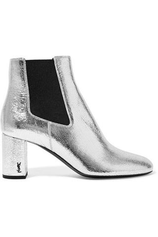 Saint Laurent + Loulou Metallic Textured-Leather Ankle Boots