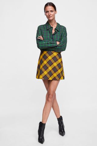 Zara + Plaid Mini Skirt