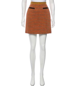 Proenza Schouler + Leather-Trimmed Boucle Skirt