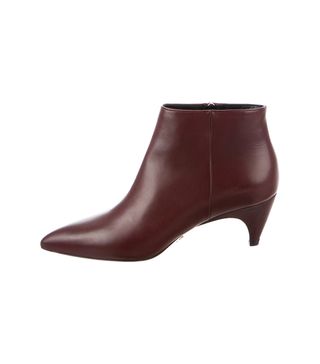 Prada + Leather Pointed-Toe Booties