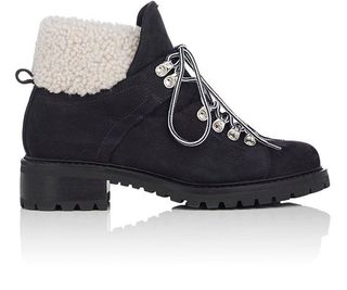 Barneys New York + Suede & Shearling Lace-Up Ankle Boots