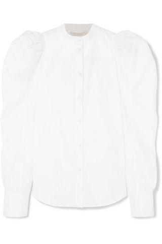 Chloé + Ruched Cotton-Poplin Blouse