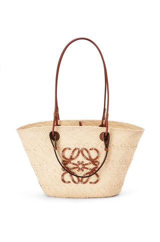 Loewe + Anagram Basket Bag in Iraca Palm and Calfskin
