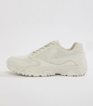 ASOS + Trainers in Tonal Off White With Chunky Sole