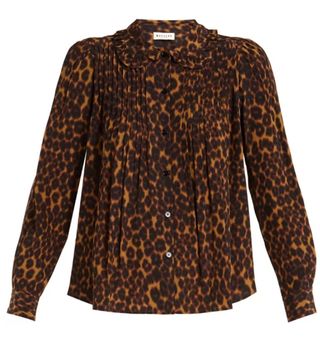 Masscob + Leopard-Print Ruffled-Collar Blouse