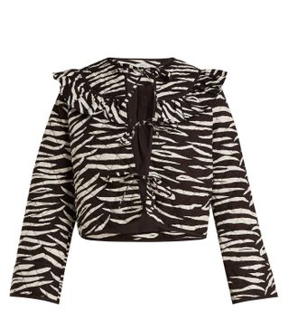 Ganni + Faulkner Zebra-Print Quilted Cotton Jacket