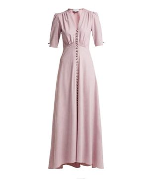 Luisa Beccaria + Wool-Blend V-Neck Button-Down Tea Gown