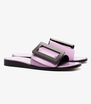 Boyy + Pink Buckle Patent-Leather Slides